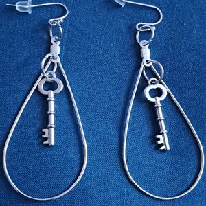 Silver Key Dangle Earrings